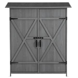 56 in. L x 19.5 in. W x 64 in. H Wooden Tool Storage Shed Outdoor Storage Shed Shelves and Pitch Roof, Gray 7.58 sq. ft.