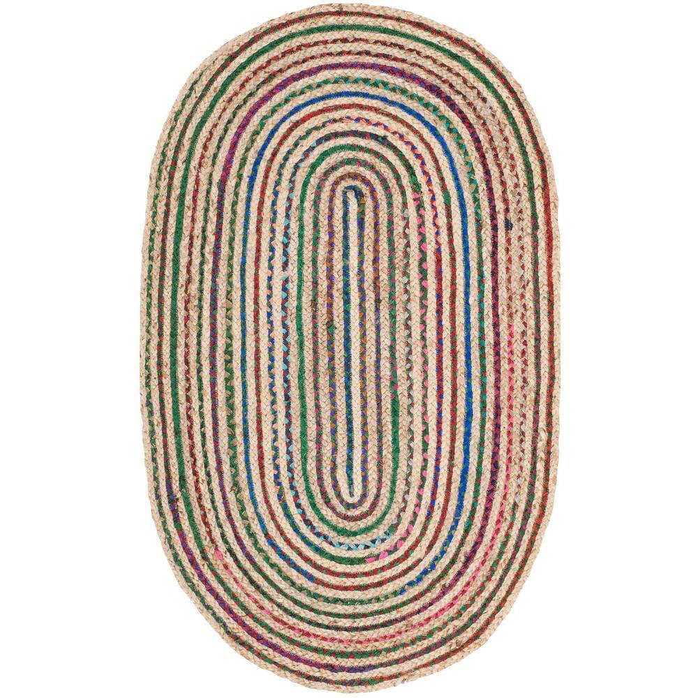 Cape Cod Multicolor Oval Flat Woven Jute Rug