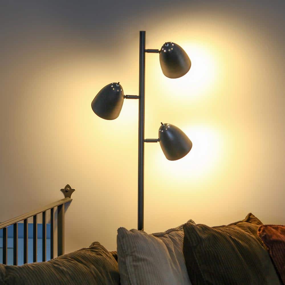 Jacob 64" Black Adjustable Multi-Head LED Floor Lamp