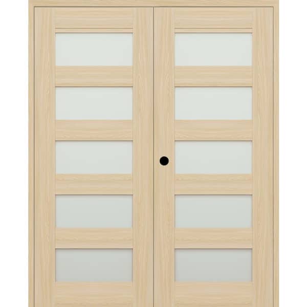 Belldinni Vona 07-07 72 in. x 80 in. Right Active 5-Lite Frosted Glass Loire Ash Wood Composite Double Prehung Interior Door