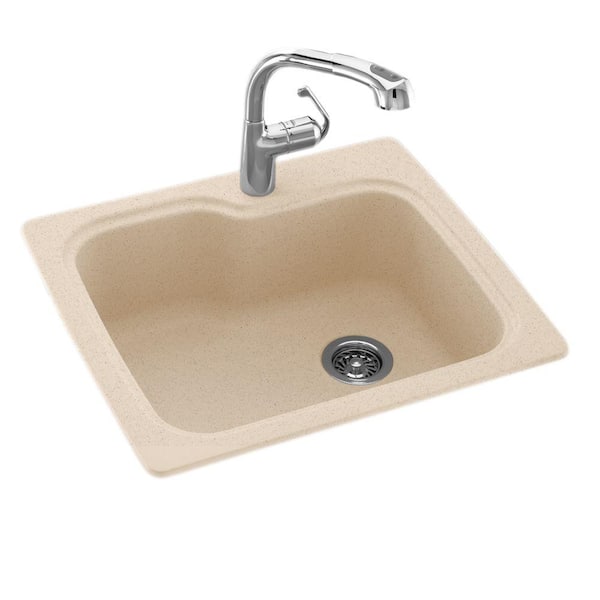 Swan Drop-In/Undermount Solid Surface 25 in. 1-Hole Single Bowl Kitchen Sink in Bermuda Sand