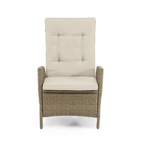 Tozey Chillrest Linen Gray Wicker Patio Recliner Chair with Beige Cushion  V-LCR22-0007-4BG - The Home Depot