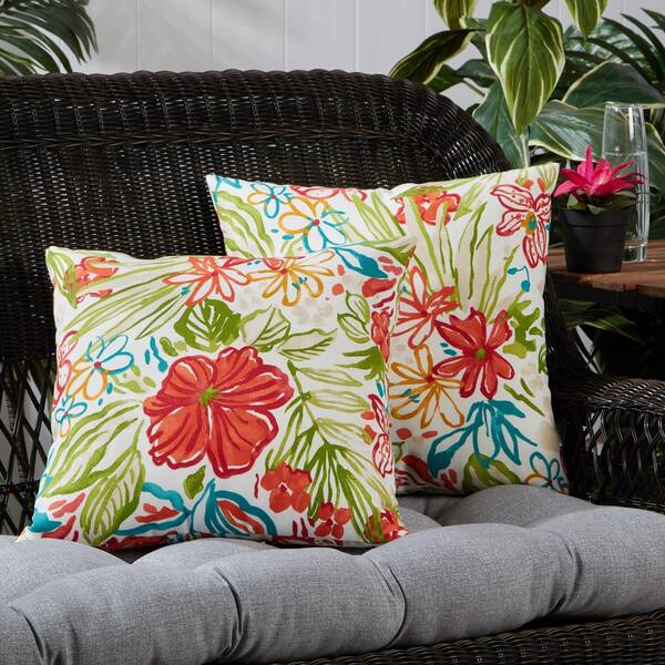 Greendale Home Fashions Breeze Floral 17 inch Square Outdoor Throw Pillow Set of 2