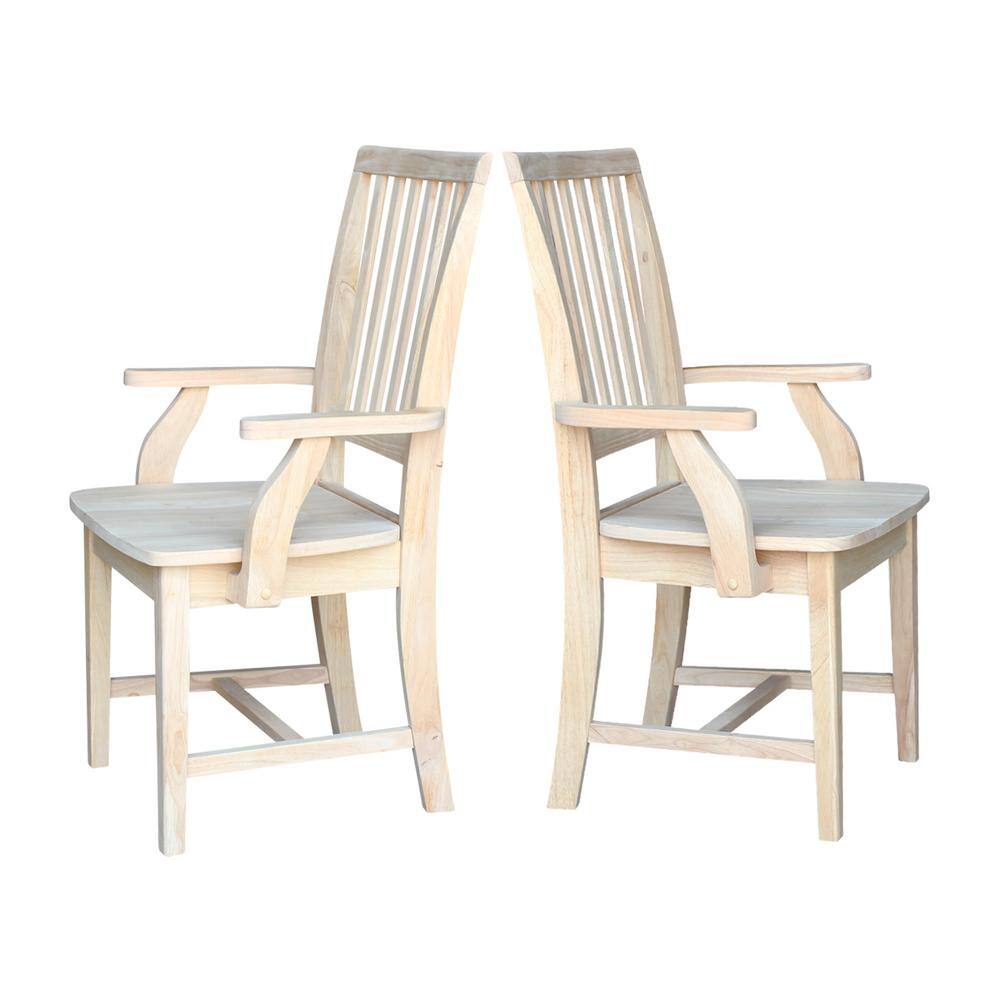 Traditional High-Back Unfinished Parawood Mission Arm Chair