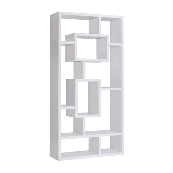 SIMPLE RELAX 71 in. Tall White MDF 10-Shelf Etagere Style Bookcase