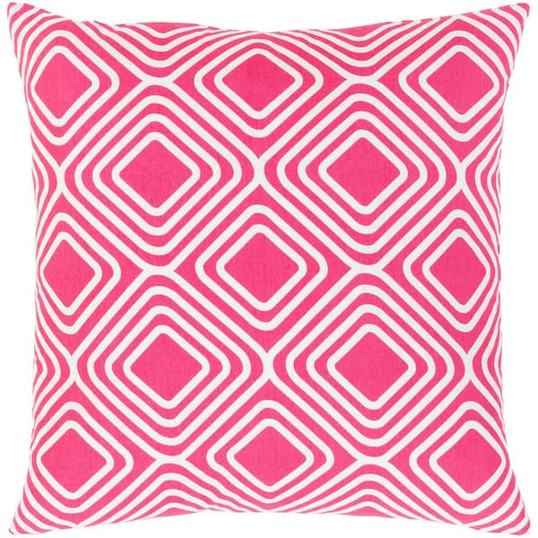 Livabliss Darran Pink Geometric Polyester 22 in. x 22 in. Throw Pillow