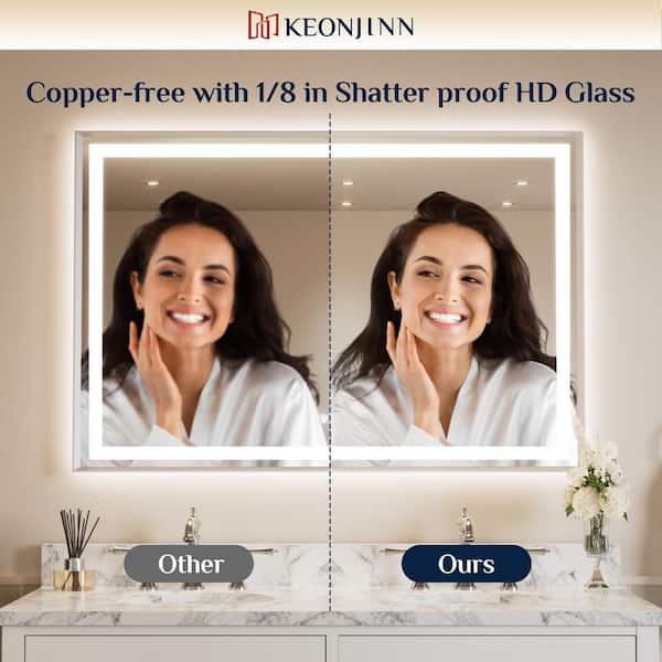 KeonJinn 28 in. W x 36 in. H Framed LED Lighted Bathroom Vanity
