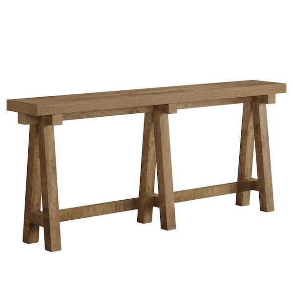 BYBLIGHT Turrella 70.9 in. Long Brown Rectangle Wood Console Table Sofa ...