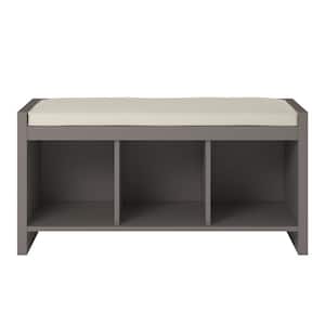 Pebblebrook Grey Taupe Entryway Storage Bench with Cushion 17.9 in. H x 35.9 in. W x 15.9 in. D