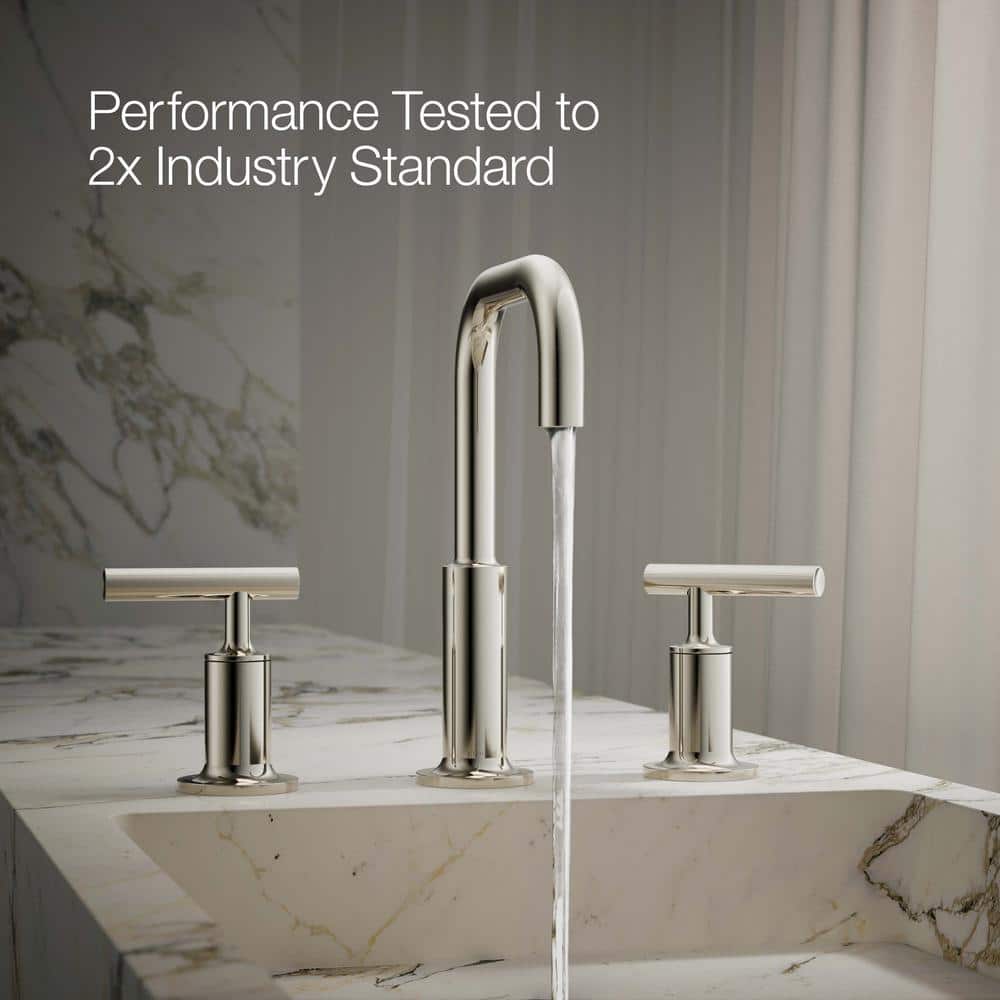 Purist Polished Nickel 8" Widespread Lavatory Faucet with Low Lever Handles