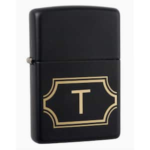 Black Matte Lighter with Initial "T"