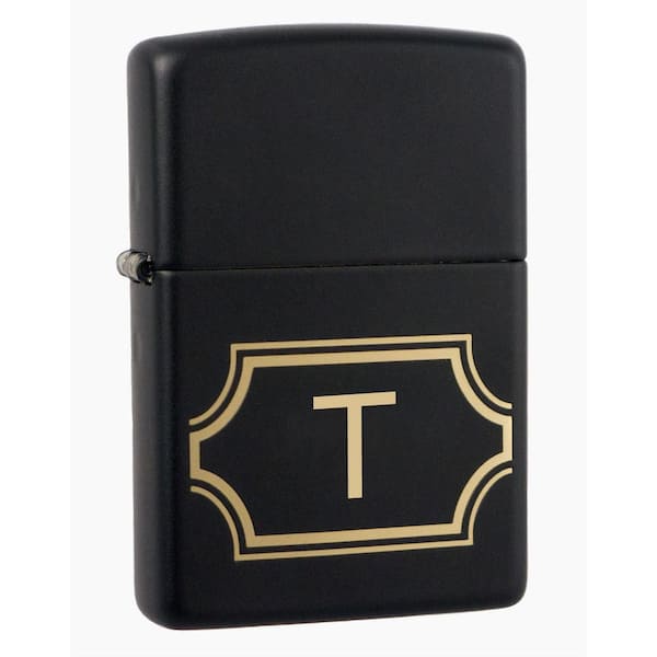 Visol Black Matte Lighter with Initial "T"