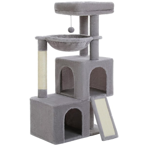 Grey Indoor Large Cat 41 in. Height Multi-Level Cat Tree