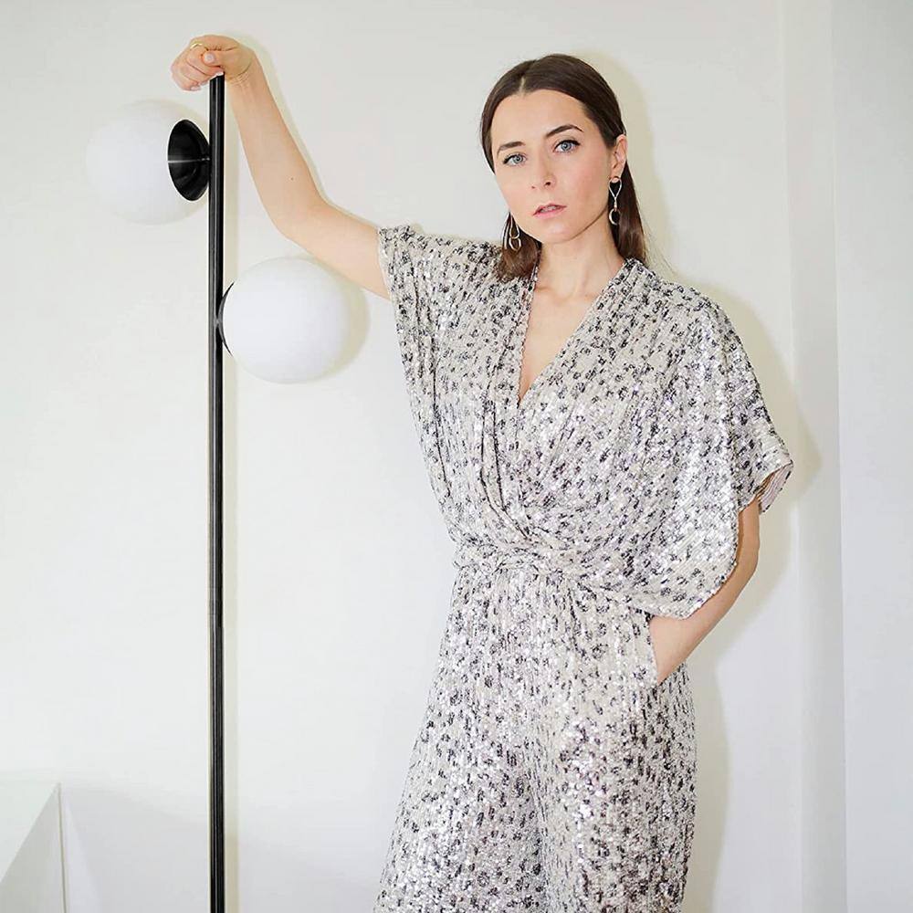 Brightech Sphere Kids 65" Black LED Floor Lamp with Frosted Globes