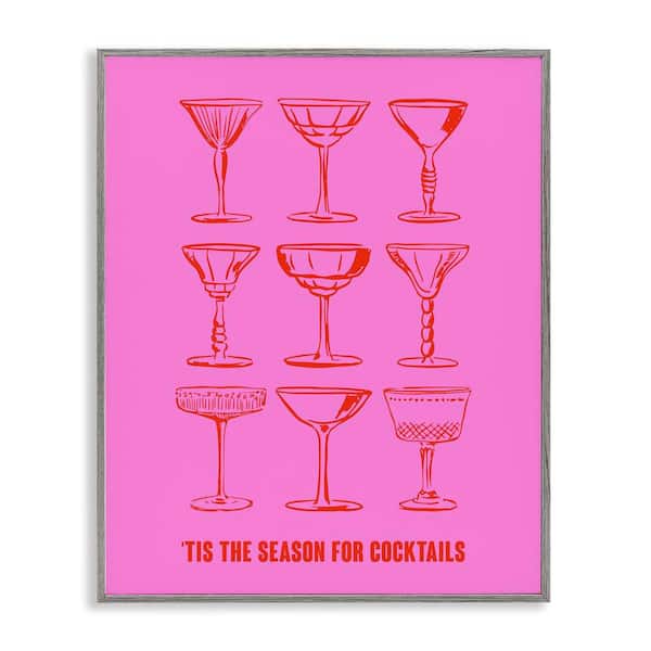 Stupell Industries Season for Cocktails by House of Lulu Gray Framed Culture Giclee Art Print 20 in. x 16 in.