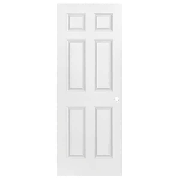Masonite 30 in. x 80 in. 6-Panel Smooth Hollow Core Primed Composite Interior Door Slab with Bore