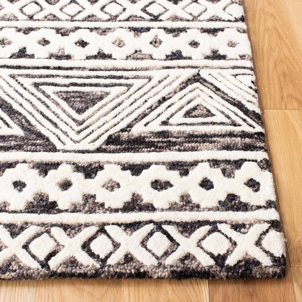 Handmade Tufted Gray Wool Abstract 9' x 12' Area Rug
