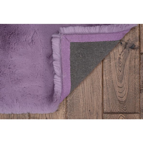 Amelia Faux Lavender 3 ft. x 5 ft. Rabbit Area Rug