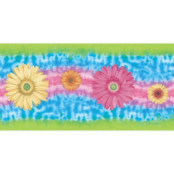 The Wallpaper Company 9 in. x 15 ft. Brightly Colored Tye Dye Border
