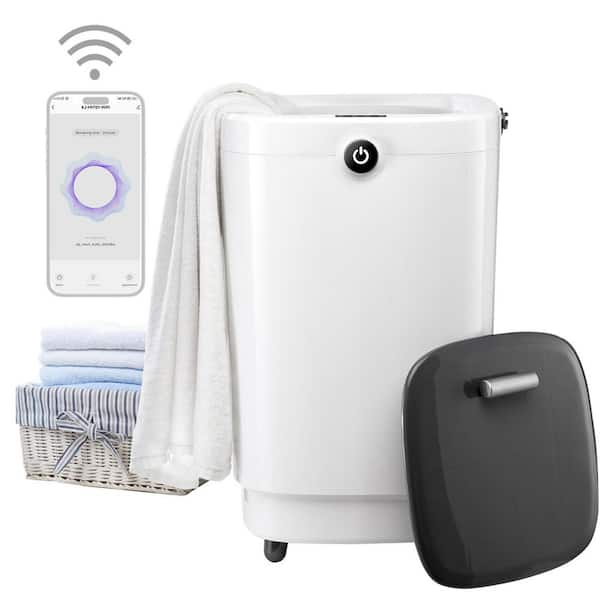 Electric Towel Warmer Bucket in White, 20L Capacity, Wifi Control, Timer, Towel Warmer for Bathroom, Single Towel Holder