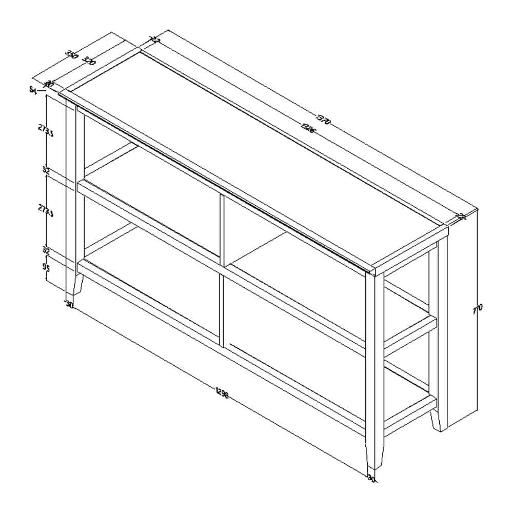 Modern White Wood 2-Tier Low Horizontal Bookcase