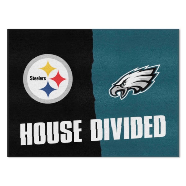 FANMATS NFL House Divided - Steelers / Eagles 33.75 in. x 42.5 in. House Divided Mat Area Rug