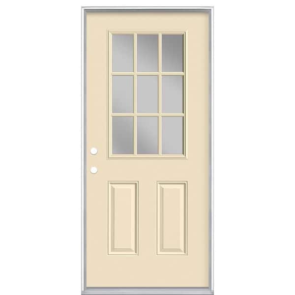 Masonite 36 in. x 80 in. 9 Lite Right-Hand Inswing Painted Steel Prehung Front Exterior Door No Brickmold