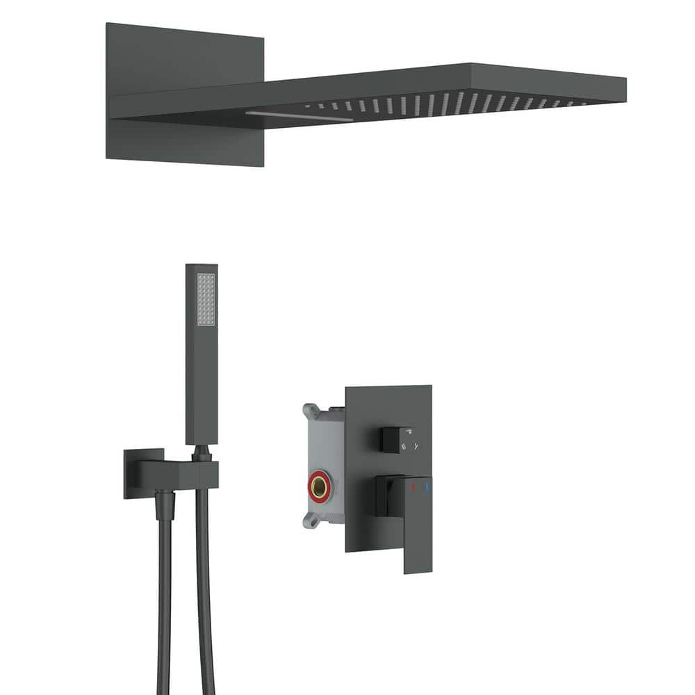 Single Handle 3-Spray Square Shower Faucet 1.8 GPM with High Pressureand Wa