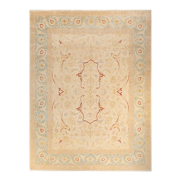 Solo Rugs Eclectic One-of-a-Kind Contemporary Ivory 9 ft. 1 in. x 12 ft. 3 in. Oriental Area Rug