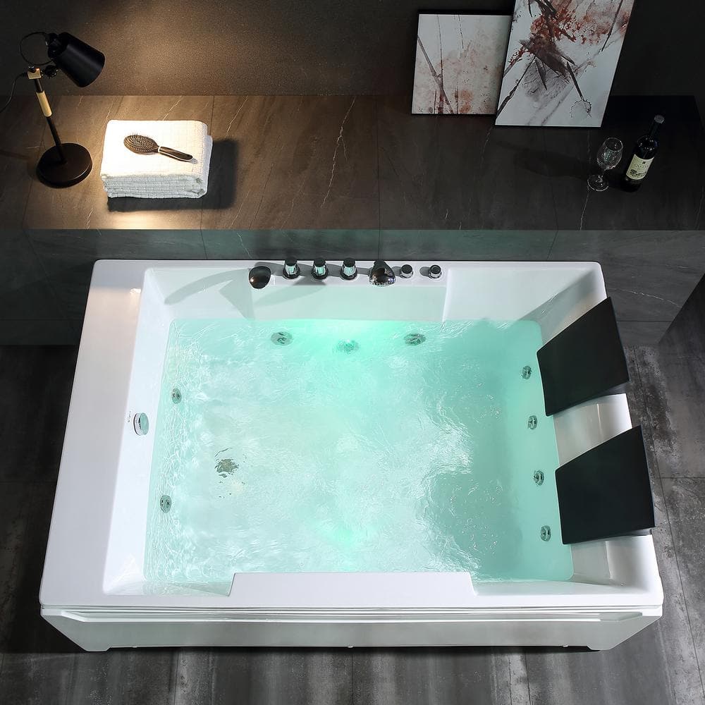 Modern White Acrylic 72'' x 48'' Alcove Whirlpool Bathtub