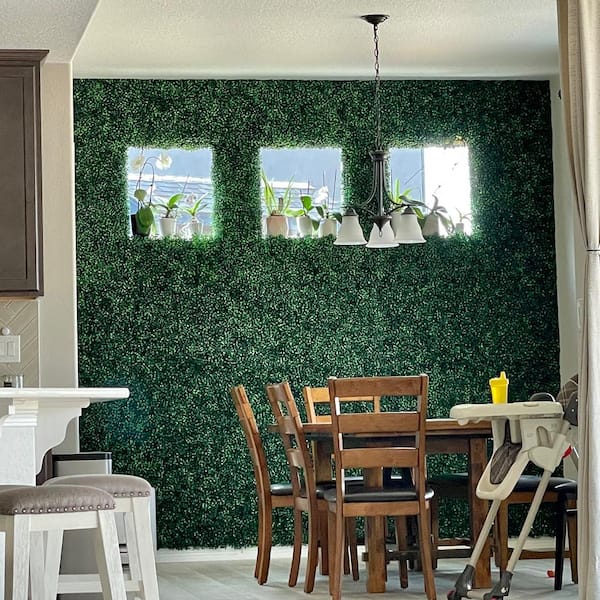 LHY 4-Pcs 20 x 20 x 1.6 in. Artificial Boxwood Hedge Panels Faux Grass Wall Backdrop UV-Protected Indoor/Outdoor Event Decor