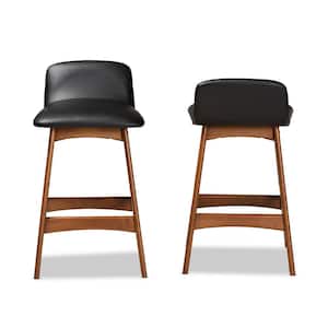 Darrin 23.6 in. Black and Walnut Brown Counter Stool (Set of 2)