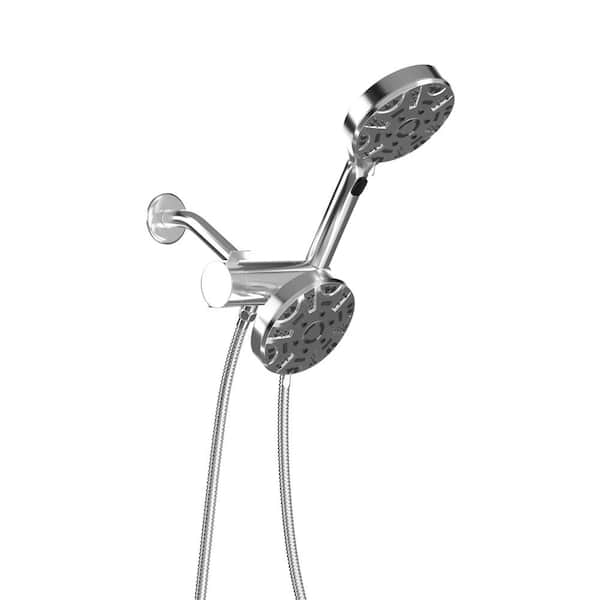 8-Spray Settings Wall Mount Handheld Shower Head 1.8 GPM Adjustable Shower System 4. 7 in. Dual Shower Heads in Chrome