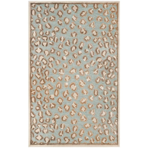 SAFAVIEH Paradise Stone/Aqua Doormat 3 ft. x 4 ft. Animal Print Area Rug