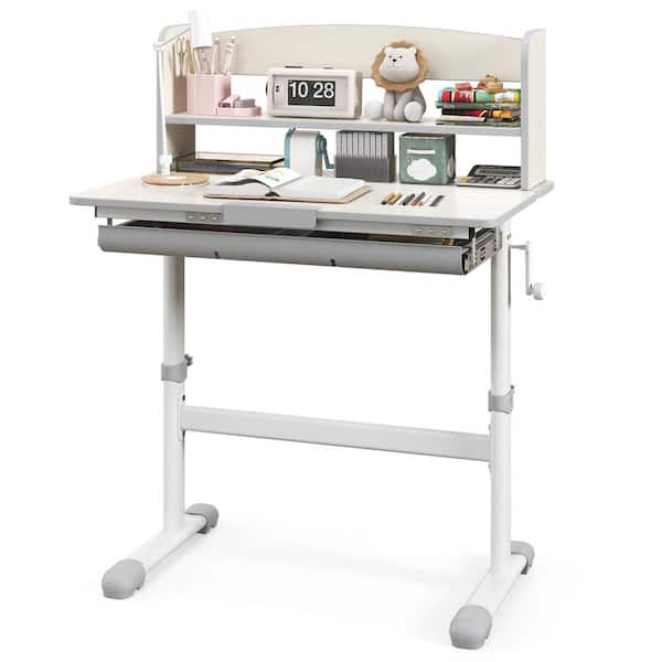 Costway Kids Study Desk with 7-Level Tiltable Desktop Adjustable