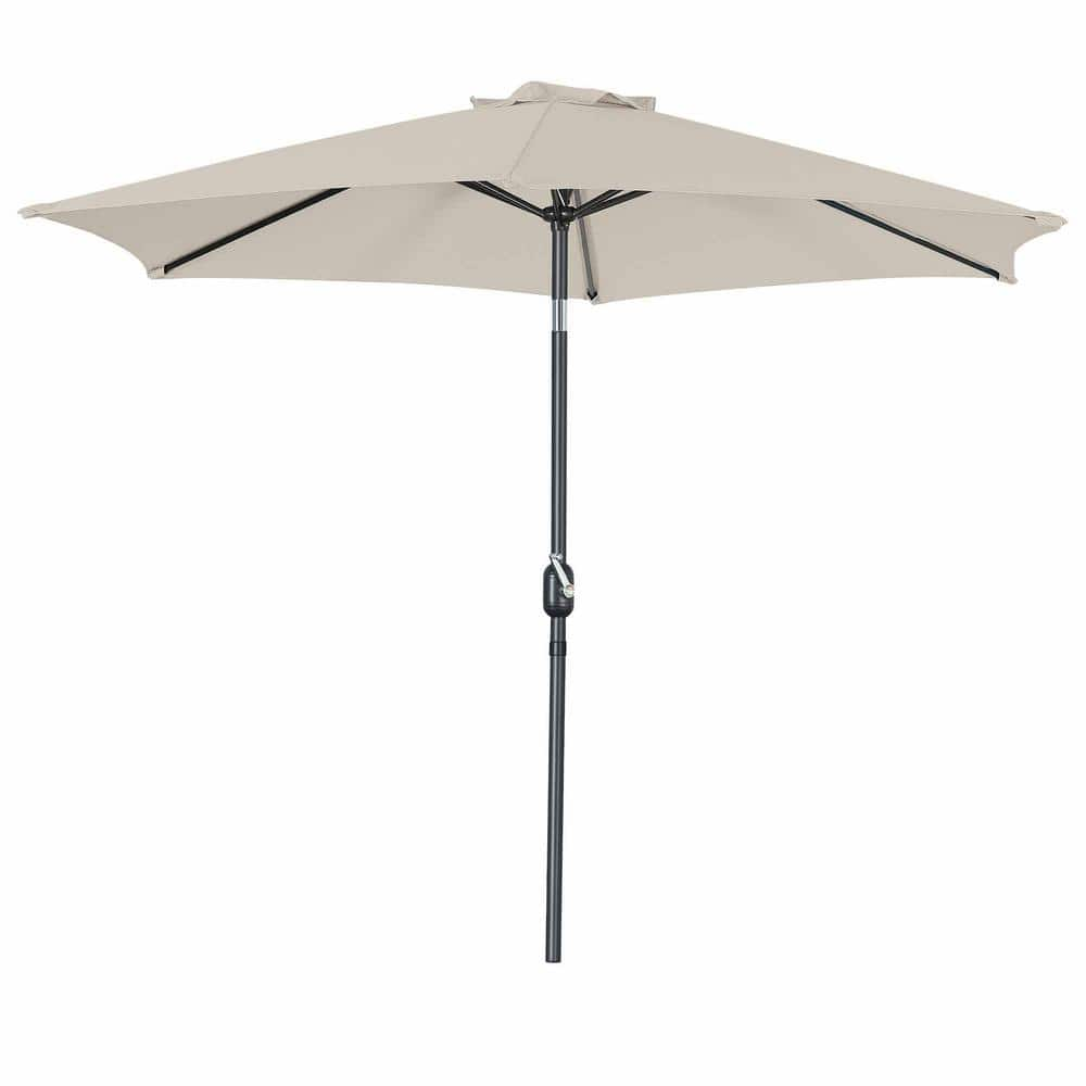 JUSKYS 9 ft. Outdoor Table Market Patio Umbrella with 6 Steel Ribs for ...