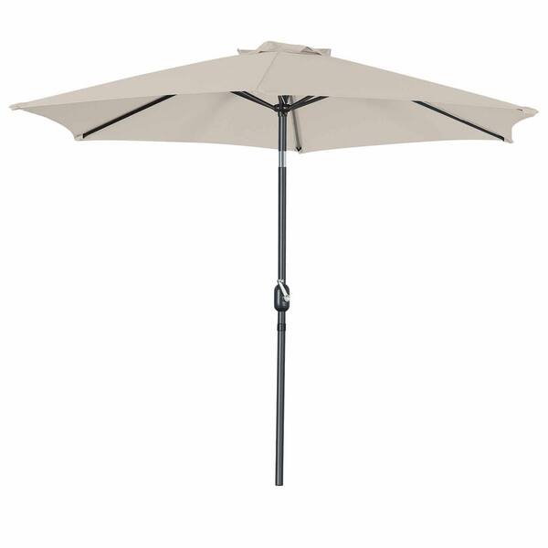 JUSKYS 9 ft. Outdoor Table Market Patio Umbrella with 6 Steel Ribs for Inground Pool Balcony Backyard in Tan Color