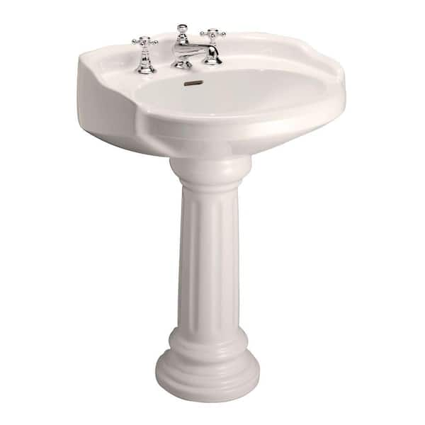 Pegasus Victoria 26 in. Pedestal Combo Bathroom Sink for 8 in. Widespread in Bisque