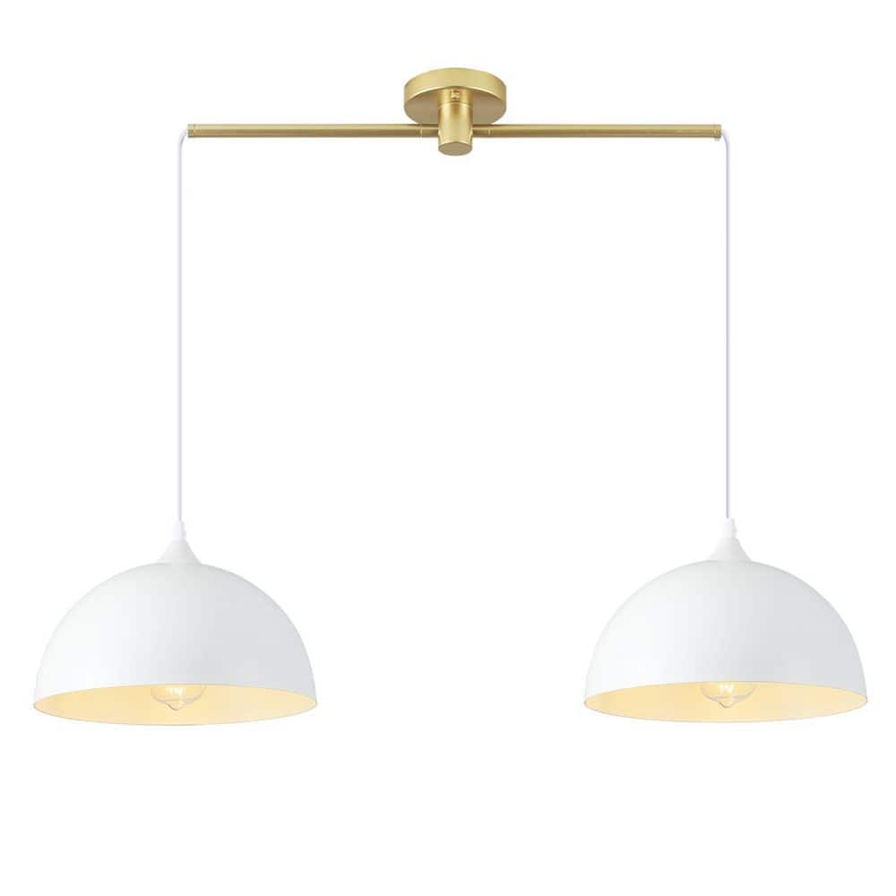 2-Light White and Gold Hanging Pendant Design Chandelier Light Fixture with Metal Cover price history on PriceWatchPro