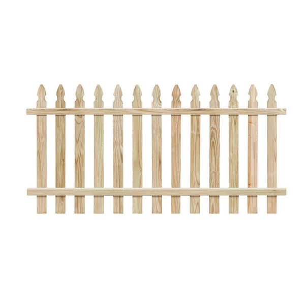 Unbranded 4 ft. H x 8 ft. W Pressure-Treated Pine Spaced French Gothic Fence Panel