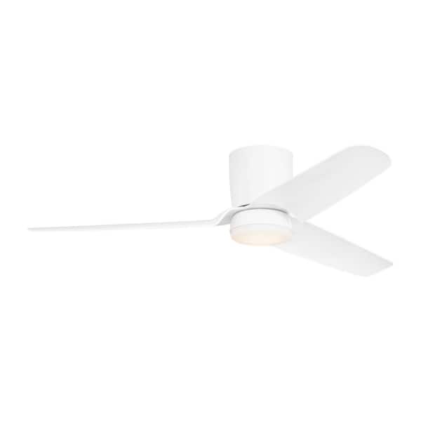 Colgin 56 in. Matte White Hugger Flush Mount Standard Ceiling Fan with Integrated LED Light Kit and Remote