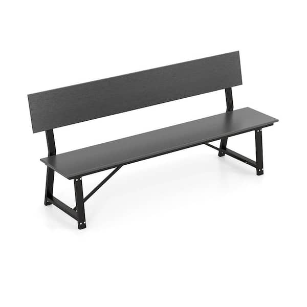 72 Inch 4-Person Gray Metal and HDPE Outdoor Bench