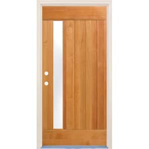 36 in. x 80 in. Right-Hand/Inswing 1 Lite Satin Etch Glass Unfinished Fir Wood Prehung Front Door