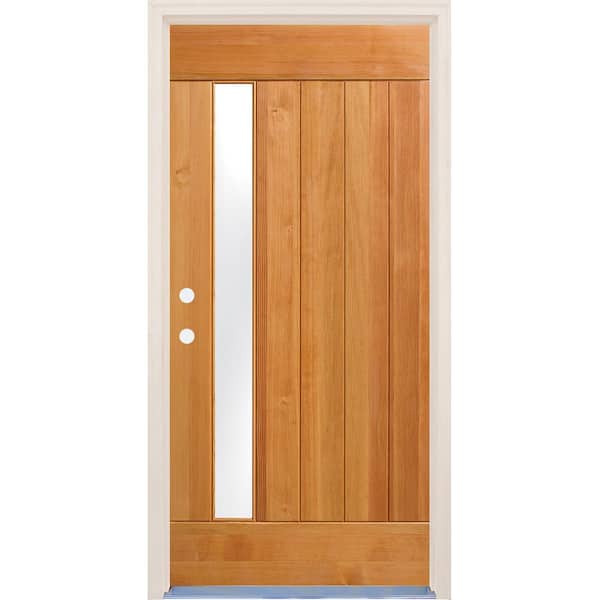 Builders Choice 36 in. x 80 in. Right-Hand/Inswing 1 Lite Satin Etch Glass Unfinished Fir Wood Prehung Front Door