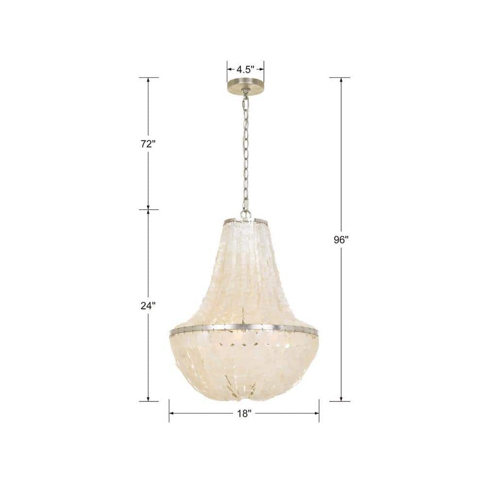 Brielle Antique Silver 6-Light Chandelier with Capiz Shells