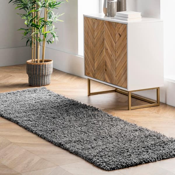 Marleen Contemporary Shag Gray 3 ft. x 8 ft. Runner Rug
