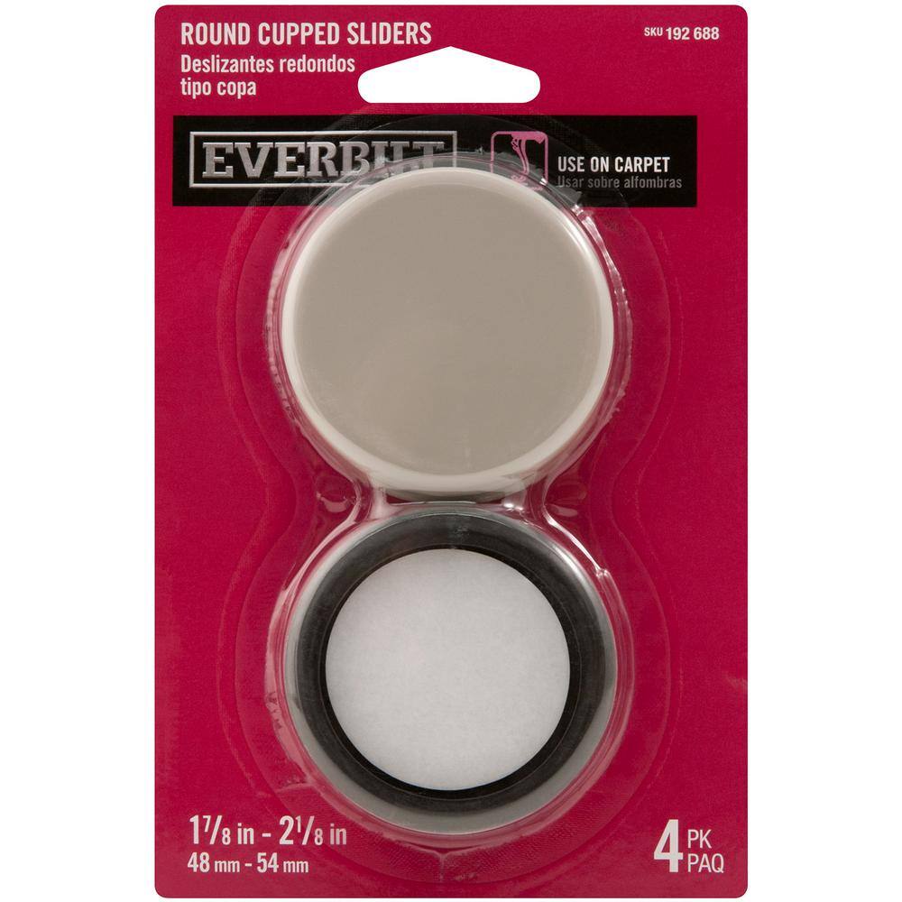 Everbilt 17/8 in. 21/8 in. Adhesive Round Cupped Slider (4 per Pack