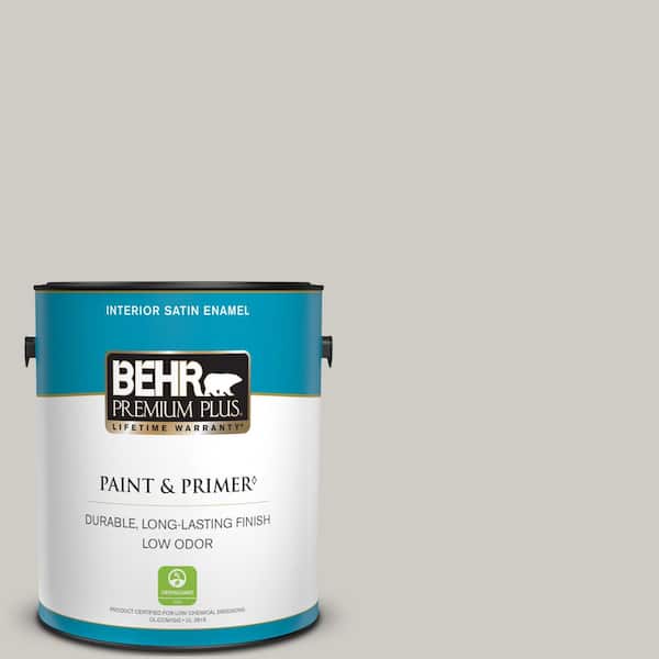 BEHR PREMIUM PLUS 1 gal. #PPU26-10 Chic Gray Satin Enamel Low Odor Interior Paint & Primer