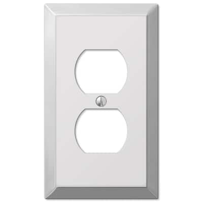 2-PK Polished Deluxe Chrome 1-Gang Receptacle Outlet Wall Plate Cover NEW Bell 2-PK Polished Deluxe Chrome 1-Gang Receptacle Outlet Wall Plate Cover NEW Bell