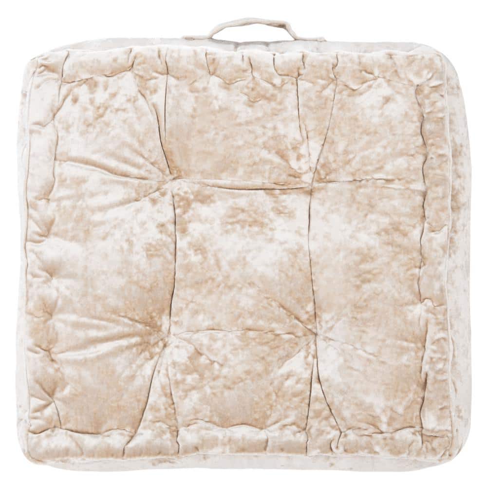 Peony White Velvet Tufted Square Floor Pillow